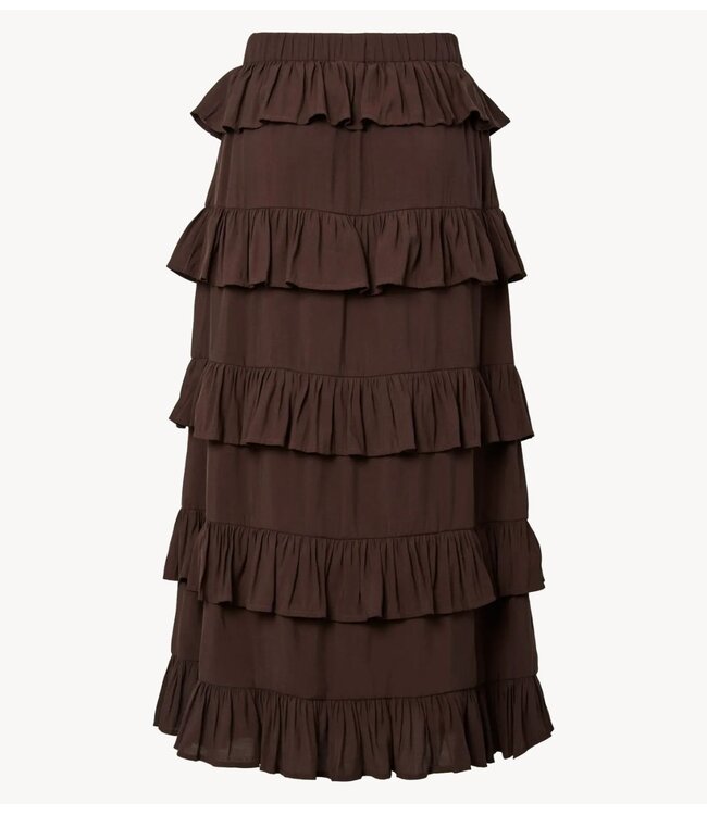 YAS Rok YASWIMA HW ANKLE SKIRT S. Coffee Bean