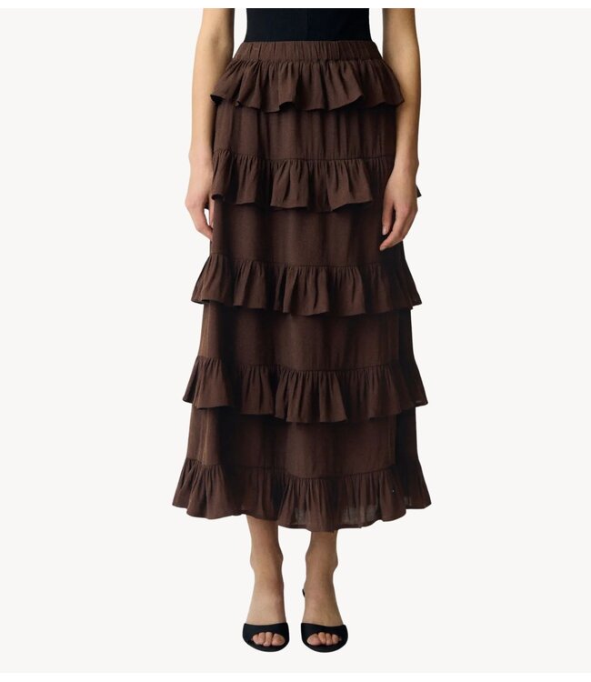 YAS Rok YASWIMA HW ANKLE SKIRT S. Coffee Bean