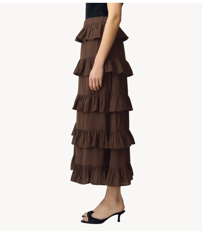 YAS Rok YASWIMA HW ANKLE SKIRT S. Coffee Bean