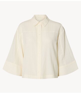 Selected Blouse SLFFINNIE RELAXED 3/4 SUN SHIRT B Egret