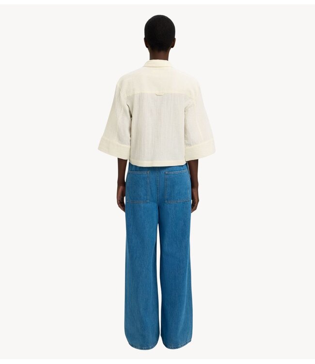 Selected Blouse SLFFINNIE RELAXED 3/4 SUN SHIRT B Egret