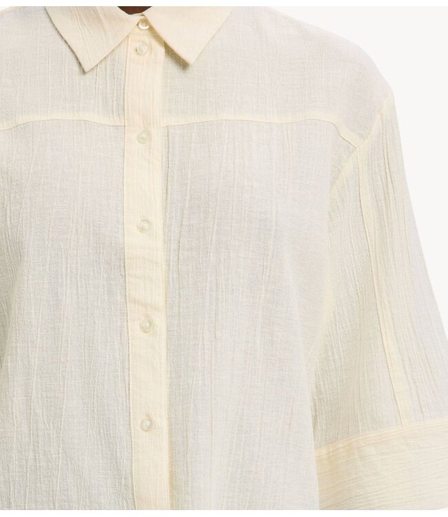 Selected Blouse SLFFINNIE RELAXED 3/4 SUN SHIRT B Egret
