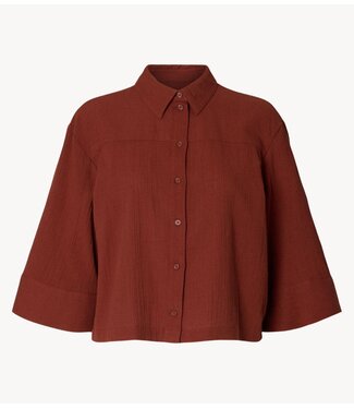 Selected Blouse SLFFINNIE RELAXED 3/4 SUN SHIRT B Cherry Mahogany