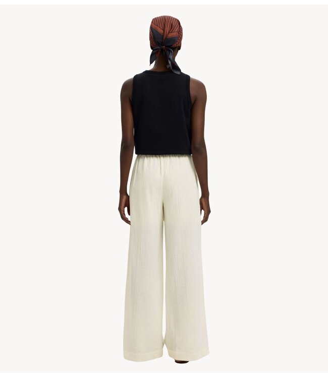 Selected Broek SLFFINNIE MW WIDE SUN PANT B Egret
