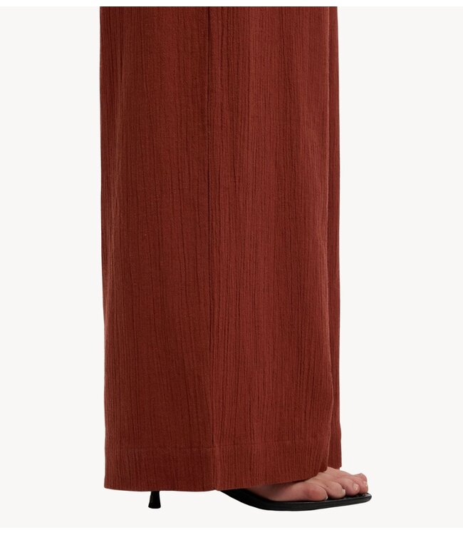 Selected Broek SLFFINNIE MW WIDE SUN PANT B Cherry Mahogany