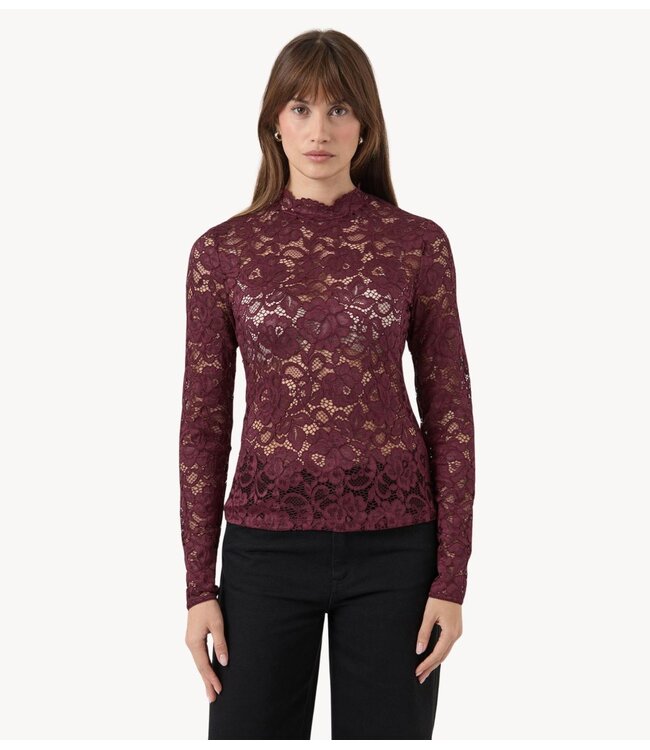 YAS Top YASLACEY LS LACE TOP S. NOOS Port Royale