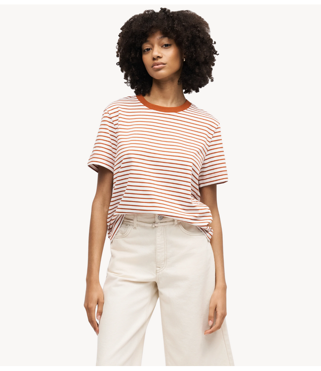 Selected Top SLWESSENTIAL SS STRIPED BOXY TEE NOOS Potters clay