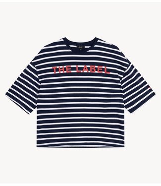 Alix The Label T-shirt ladies knitted Y/D stripe t-shirt NAVY