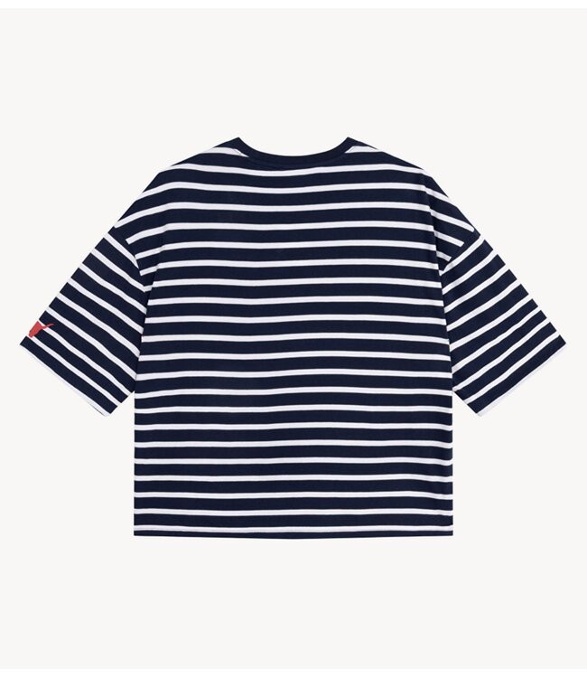 Alix The Label T-shirt ladies knitted Y/D stripe t-shirt NAVY