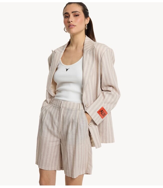 Alix The Label Broek ladies woven striped bermuda shorts SAND