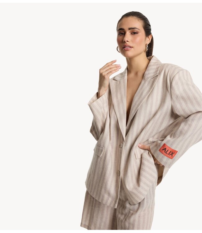 Alix The Label Blazer ladies woven striped blazer SAND