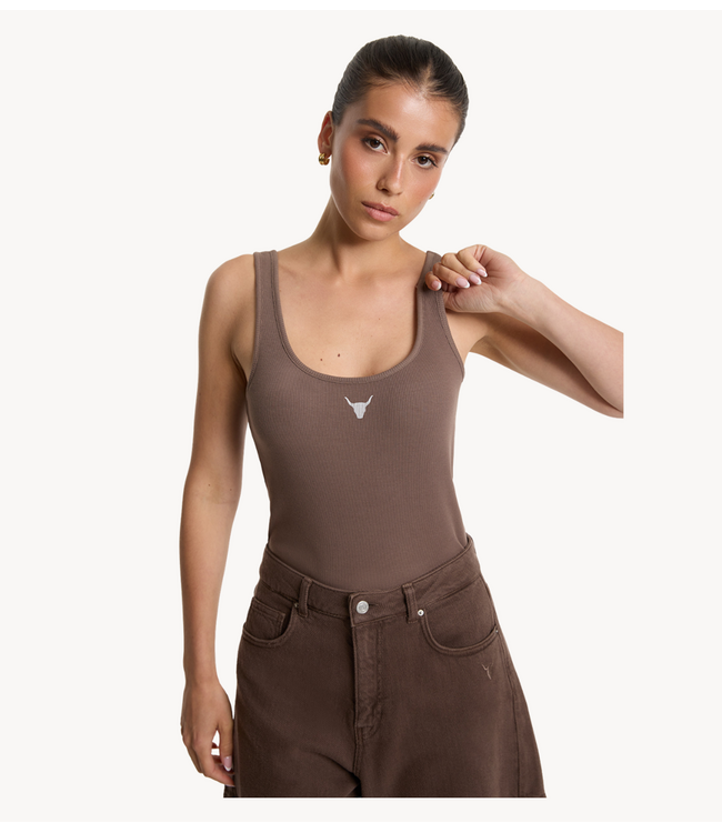 Alix The Label Top ladies knitted tank top BROWN