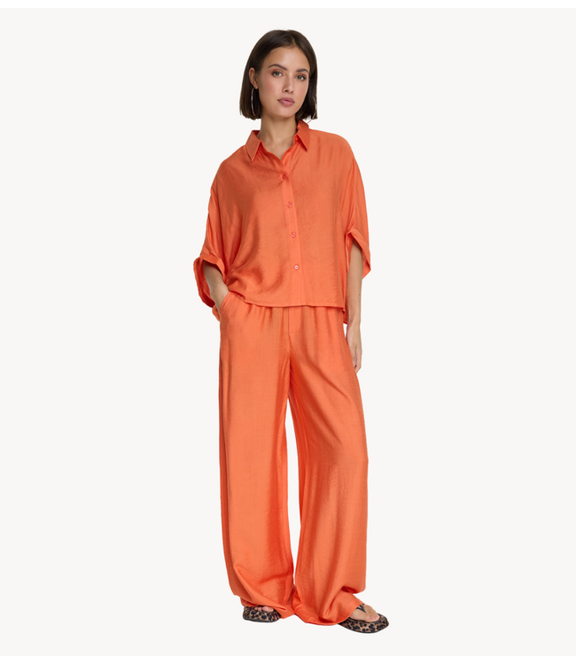 Alix The Label Broek ladies woven irregular wide leg pants SOFT ORANGE