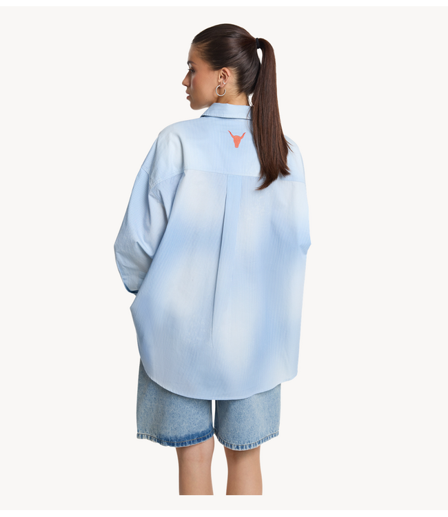 Alix The Label Blouse ladies woven faded stripe blouse SOFT BLUE