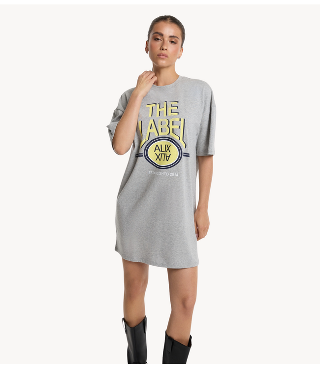 Alix The Label Jurk ladies knitted the label t-shirt dress SOFT GREY MELANGE