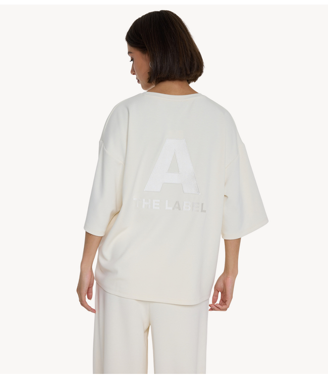 Alix The Label Top ladies knitted scuba V-neck top CREAM
