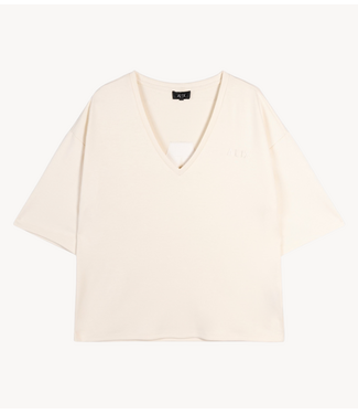 Alix The Label Top ladies knitted scuba V-neck top CREAM