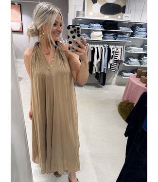 GUUS Jurk Long cotton dress sleeveless camel