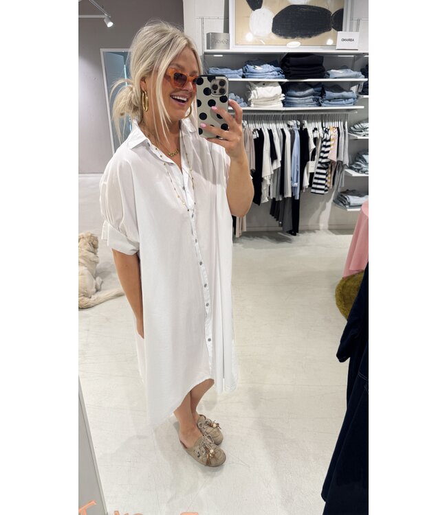 GUUS Jurk caftan dress cotton white