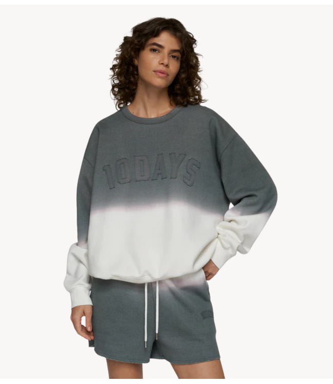10DAYS Trui statement sweater dip dye mid grey
