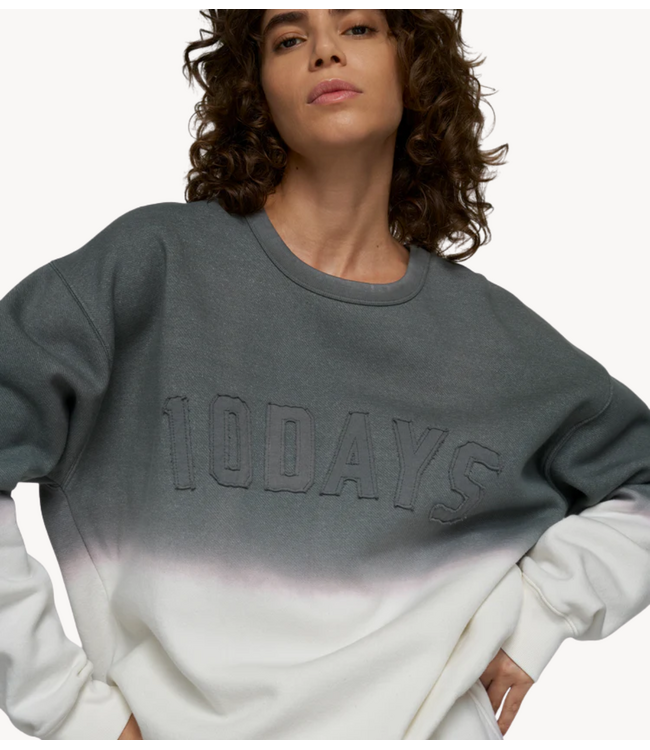 10DAYS Trui statement sweater dip dye mid grey