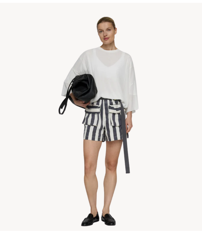 10DAYS Top mesh balloon tee ecru