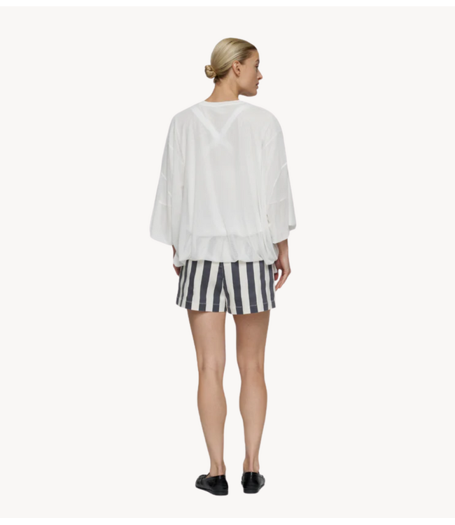 10DAYS Top mesh balloon tee ecru