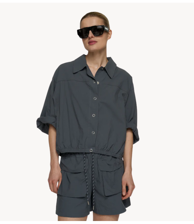 10DAYS Jack wide crinkle jacket steel blue