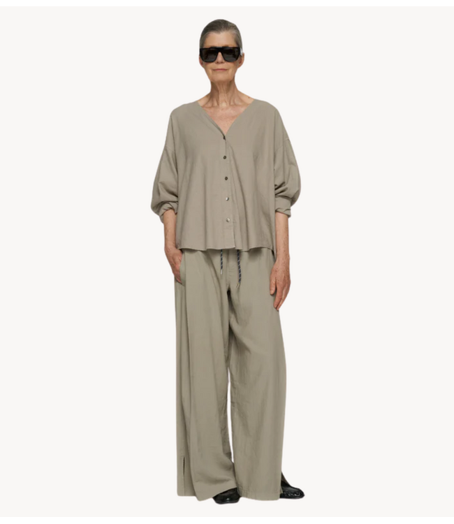 10DAYS Blouse cotton linen blouse fog
