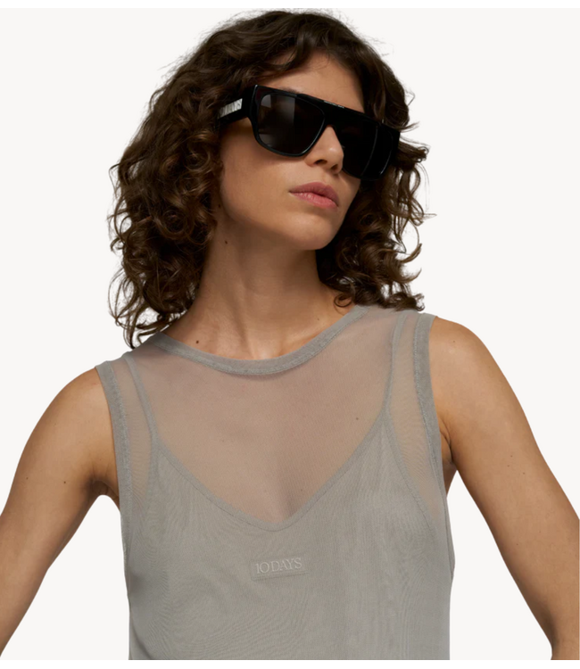 10DAYS Jurk mesh dress fog