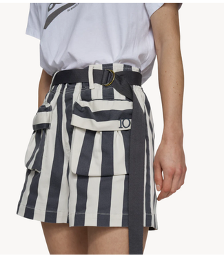 10DAYS Broek utitlity shorts stripes ecru/steel blue