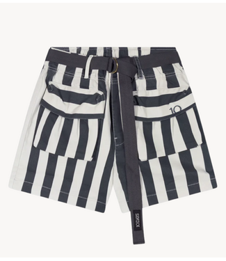 10DAYS Broek utitlity shorts stripes ecru/steel blue