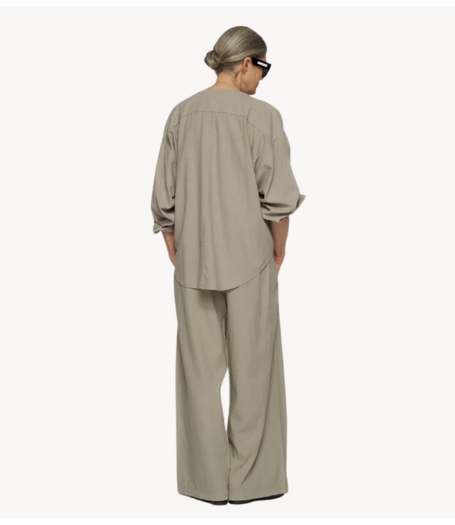 10DAYS Broek cotton linen pants slit fog