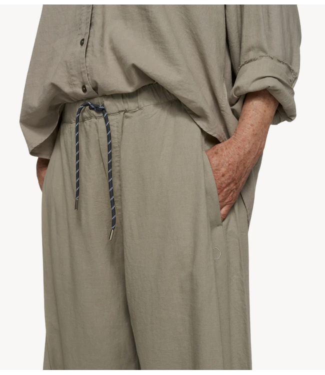 10DAYS Broek cotton linen pants slit fog