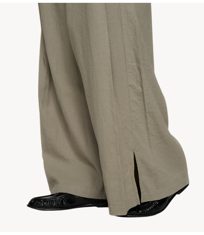10DAYS Broek cotton linen pants slit fog