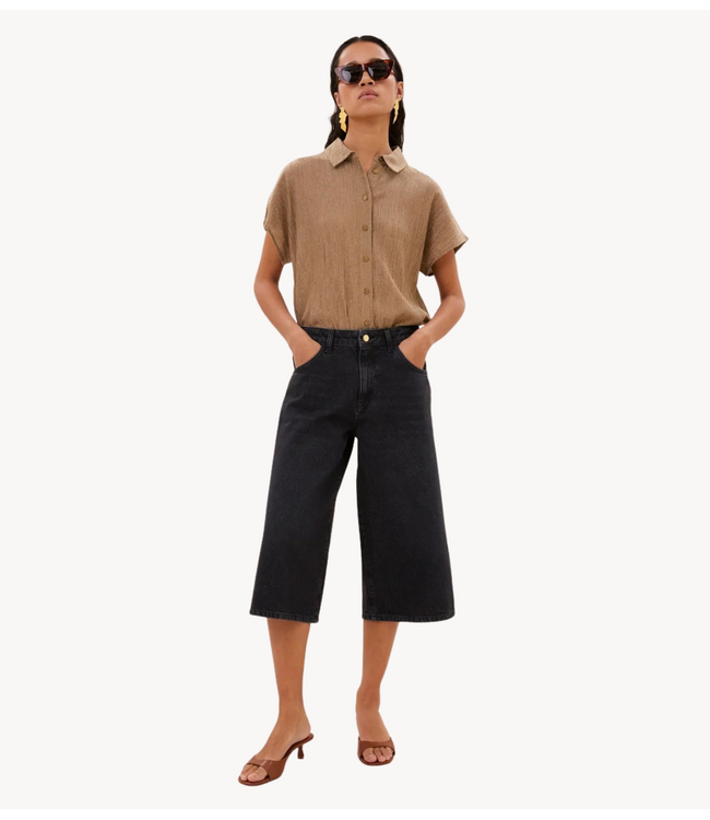 BY-BAR Broek noho long denim shorts jet black