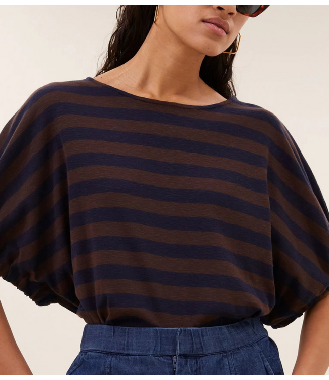 BY-BAR Top merle big stripe top coffee bean