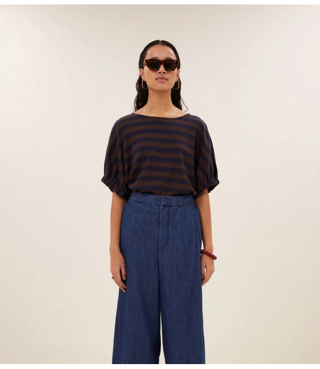 BY-BAR Top merle big stripe top coffee bean