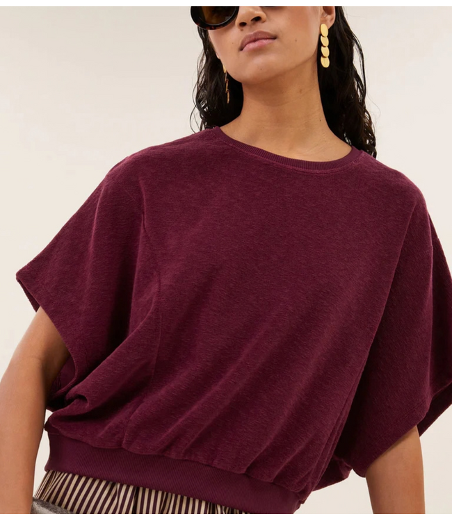 BY-BAR Top nuki slub top burgundy crush
