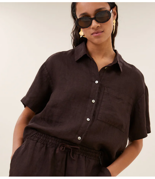 BY-BAR Blouse mara linen blouse espresso