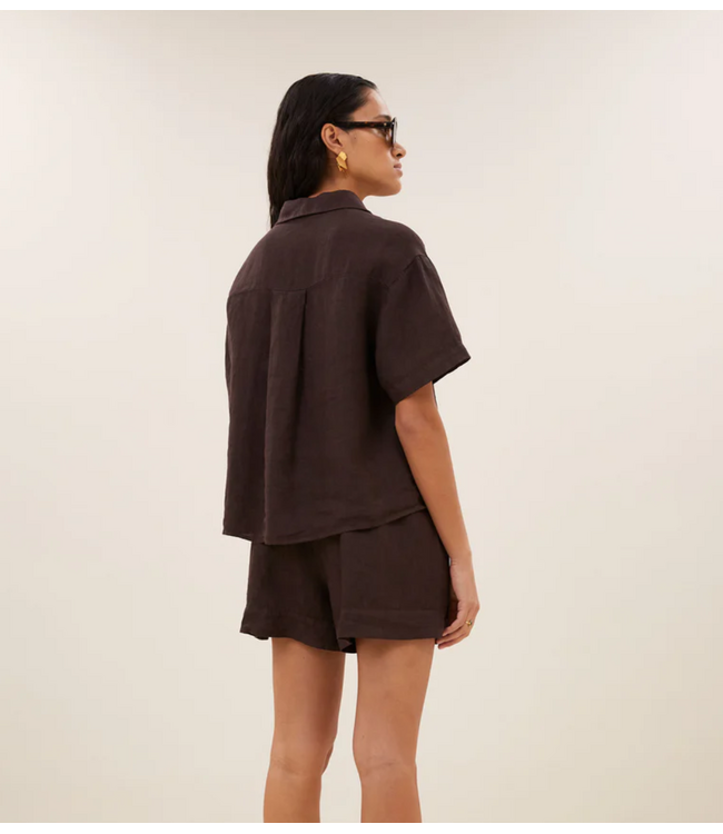 BY-BAR Blouse mara linen blouse espresso