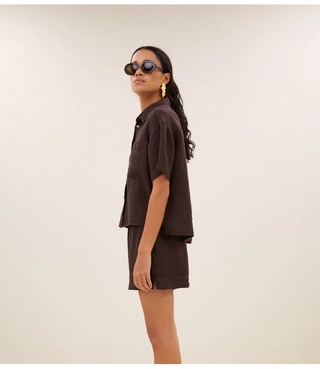 BY-BAR Blouse mara linen blouse espresso