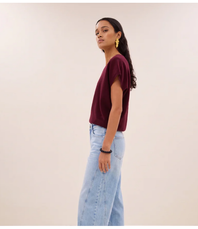 BY-BAR Trui sil v-neck pullover wine