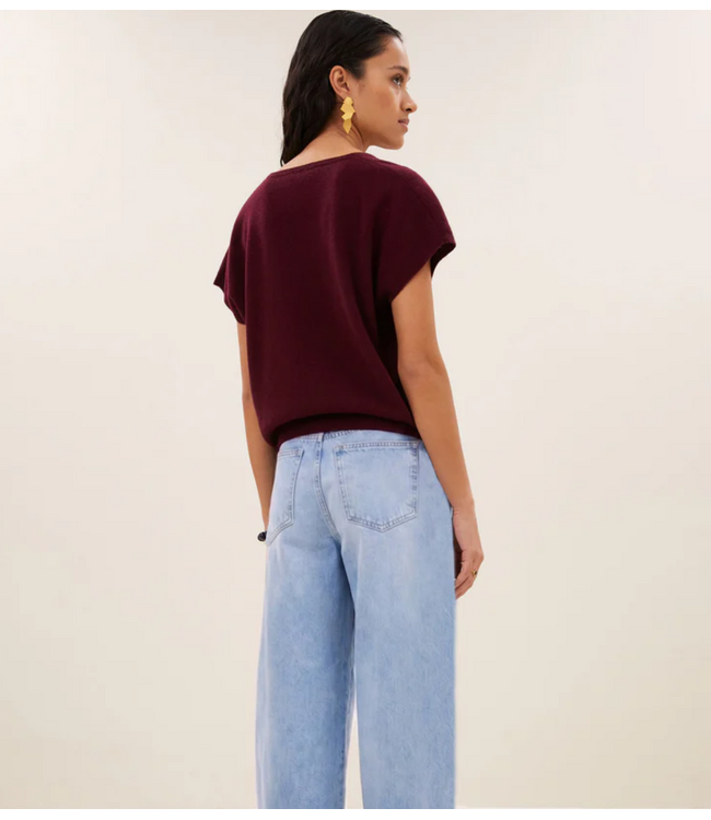 BY-BAR Trui sil v-neck pullover wine