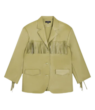 Refined Department Jack ladies woven oversized pu fringe jacket TORI MATCHA