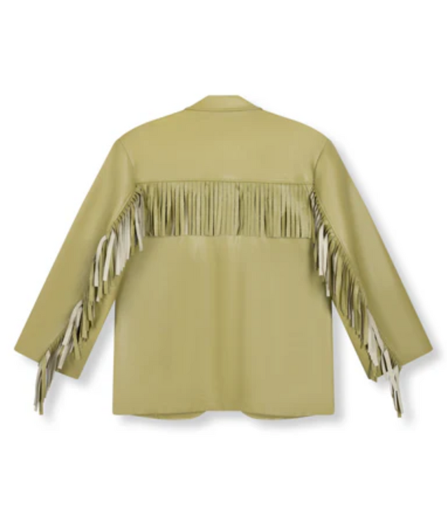 Refined Department Jack ladies woven oversized pu fringe jacket TORI MATCHA