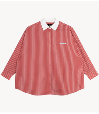 Alix The Label Blouse ladies woven oversized striped blouse ORANGE RED