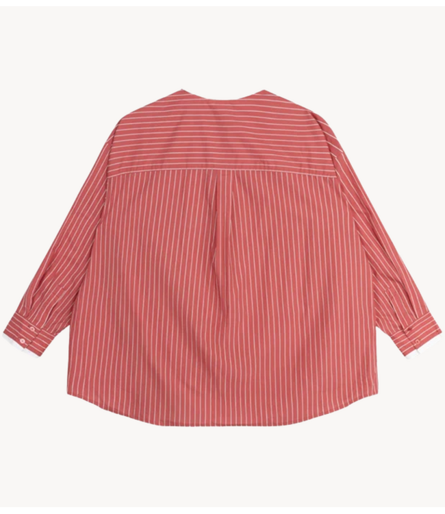 Alix The Label Blouse ladies woven oversized striped blouse ORANGE RED