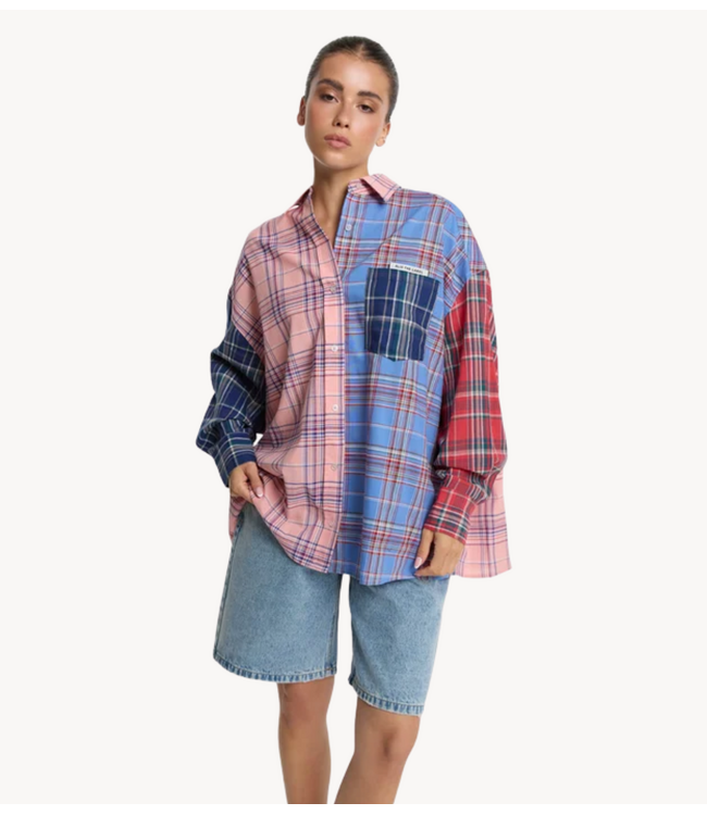 Alix The Label Blouse ladies woven check mix blouse MULTI COLOUR