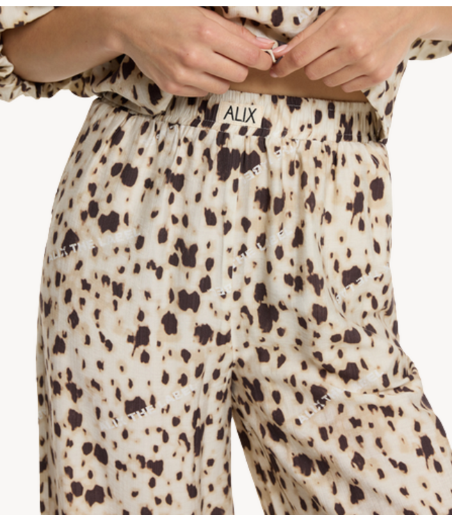 Alix The Label Broek ladies woven animal wide leg pants ANIMAL